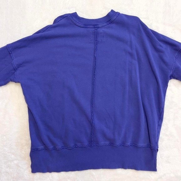 Aerie Blue Crewneck Sweatshirt Oversized "Self Care Club" Women S‎ Lounge Preppy - Picture 4 of 4